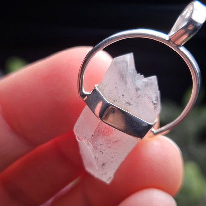 Ajoite Quartz Crystal Pendant, Ajoite Quartz Sterling Silver Necklace