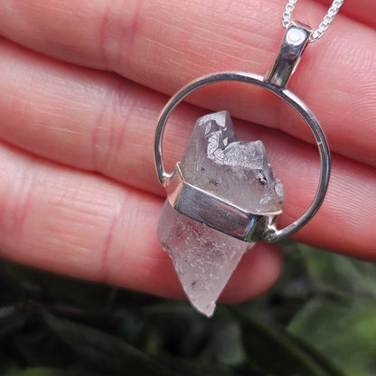 Ajoite Quartz Crystal Pendant, Ajoite Quartz Sterling Silver Necklace
