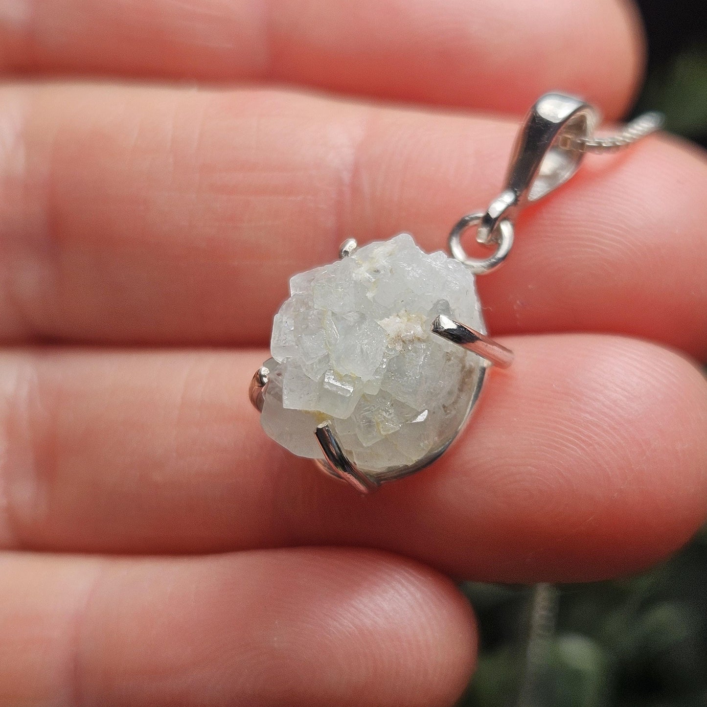 Euclase Crystal Pendant, Brazilian Blue Euclase Sterling Silver Necklace