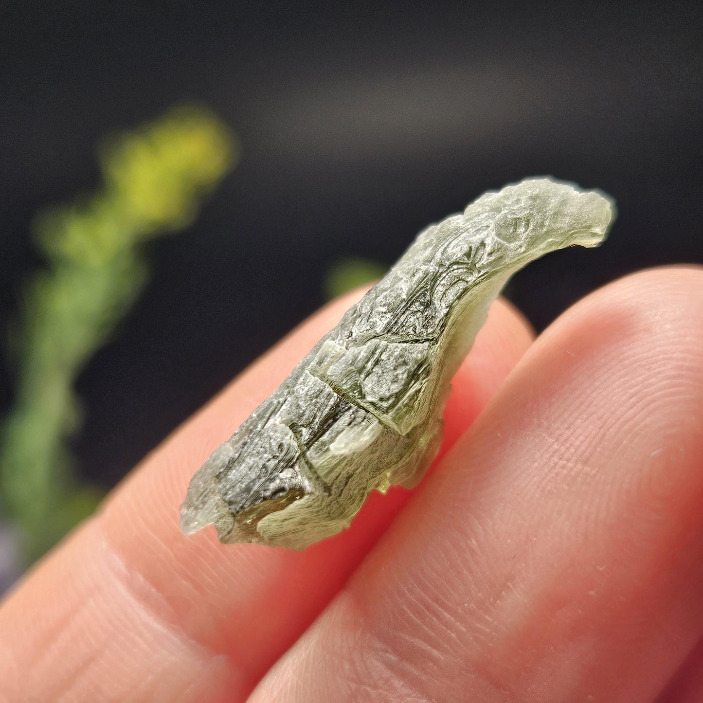 Snowflake Moldavite RARE Specimen (1.3g), Frosted Brusna Moldavite Tektite Crystal