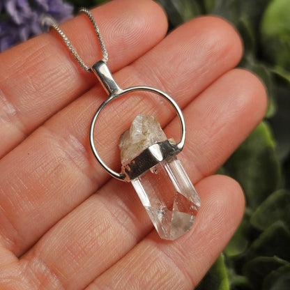 Danburite Crystal Pendant, Terminated Danburite Sterling Silver Necklace