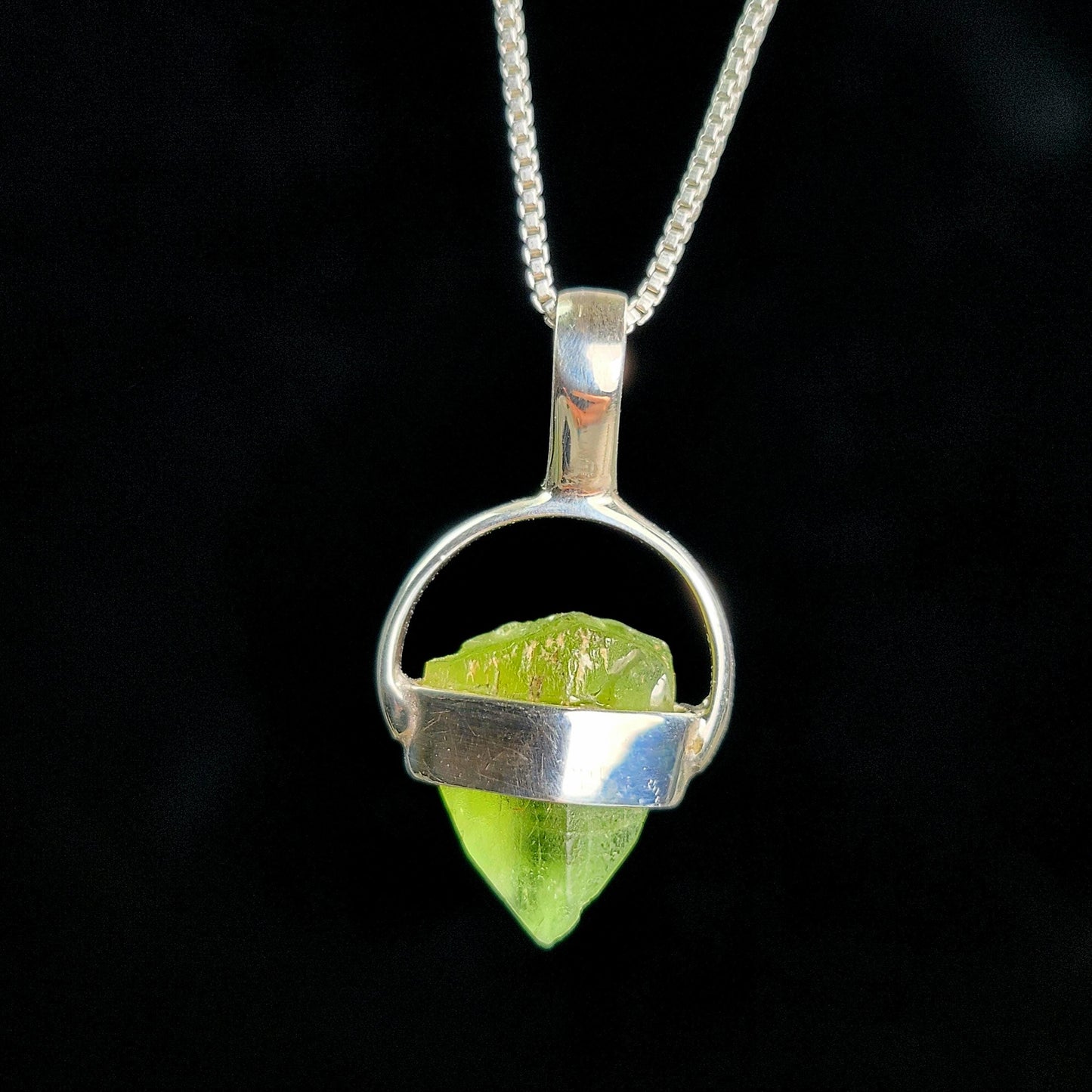 Terminated Peridot Pendant, Sterling Silver