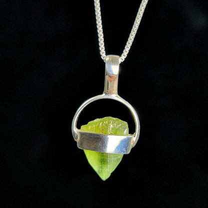 Terminated Peridot Pendant, Sterling Silver