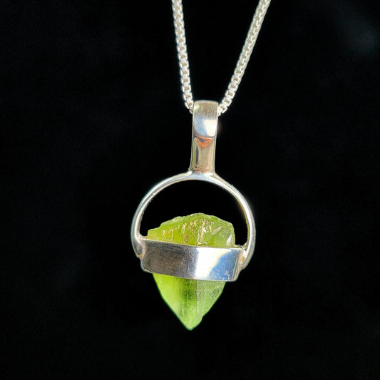 Terminated Peridot Pendant, Sterling Silver