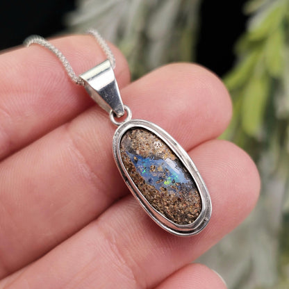 Boulder Opal Pendant, Sterling Silver