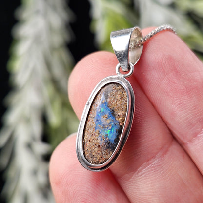 Boulder Opal Pendant, Sterling Silver