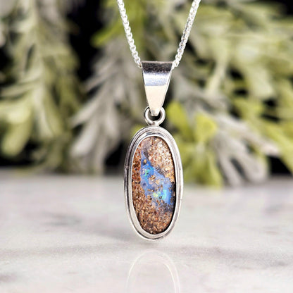 Boulder Opal Pendant, Sterling Silver