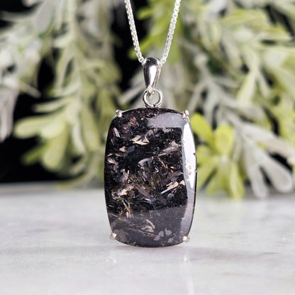 GREENLAND Nuummite Pendant, Sterling Silver Nuummite Necklace
