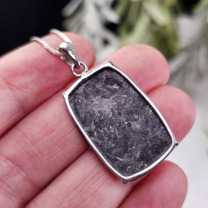 GREENLAND Nuummite Pendant, Sterling Silver Nuummite Necklace