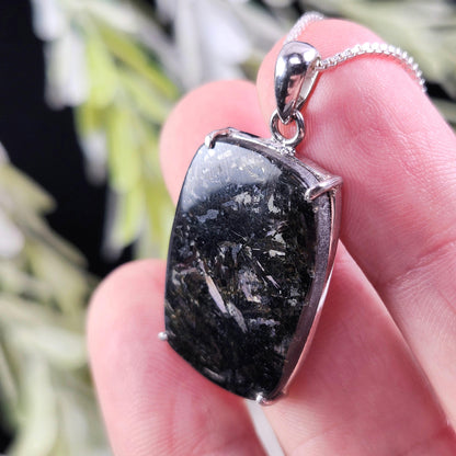 GREENLAND Nuummite Pendant, Sterling Silver Nuummite Necklace