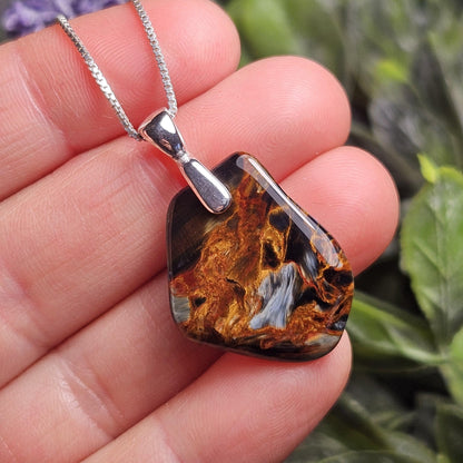 Pietersite Crystal Pendant, Namibian Pietersite Sterling Silver Necklace