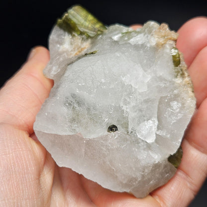 Green Tourmaline in Quartz Crystal 159g, Brazilian Quartz with Tourmaline