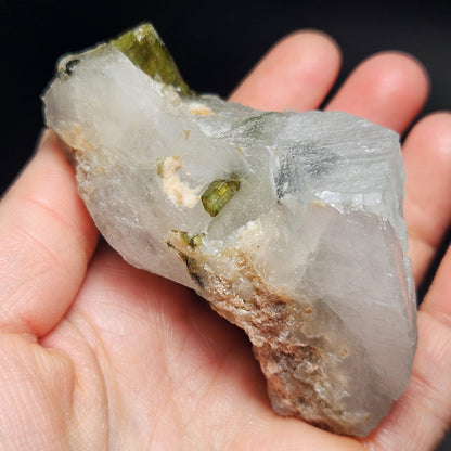 Green Tourmaline in Quartz Crystal 159g, Brazilian Quartz with Tourmaline