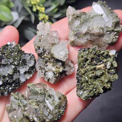 Forest Epidote, Turkish Epidote and Quartz Cluster Specimen