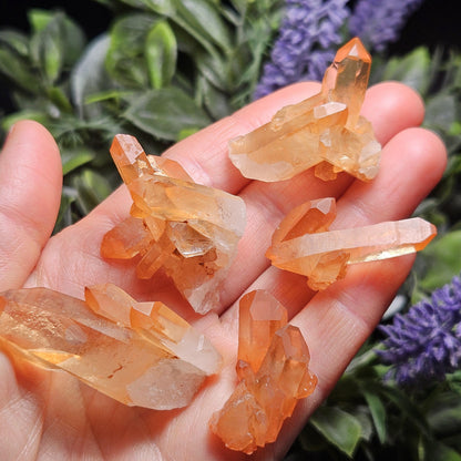 Tangerine Quartz Cluster, Natural Brazilian Hematoid Quartz Stone