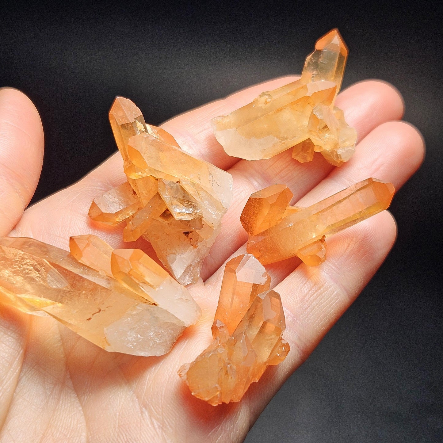 Tangerine Quartz Cluster, Natural Brazilian Hematoid Quartz Stone