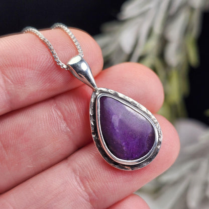 Sugilite Pendant, Sterling Silver Purple Sugilite Necklace