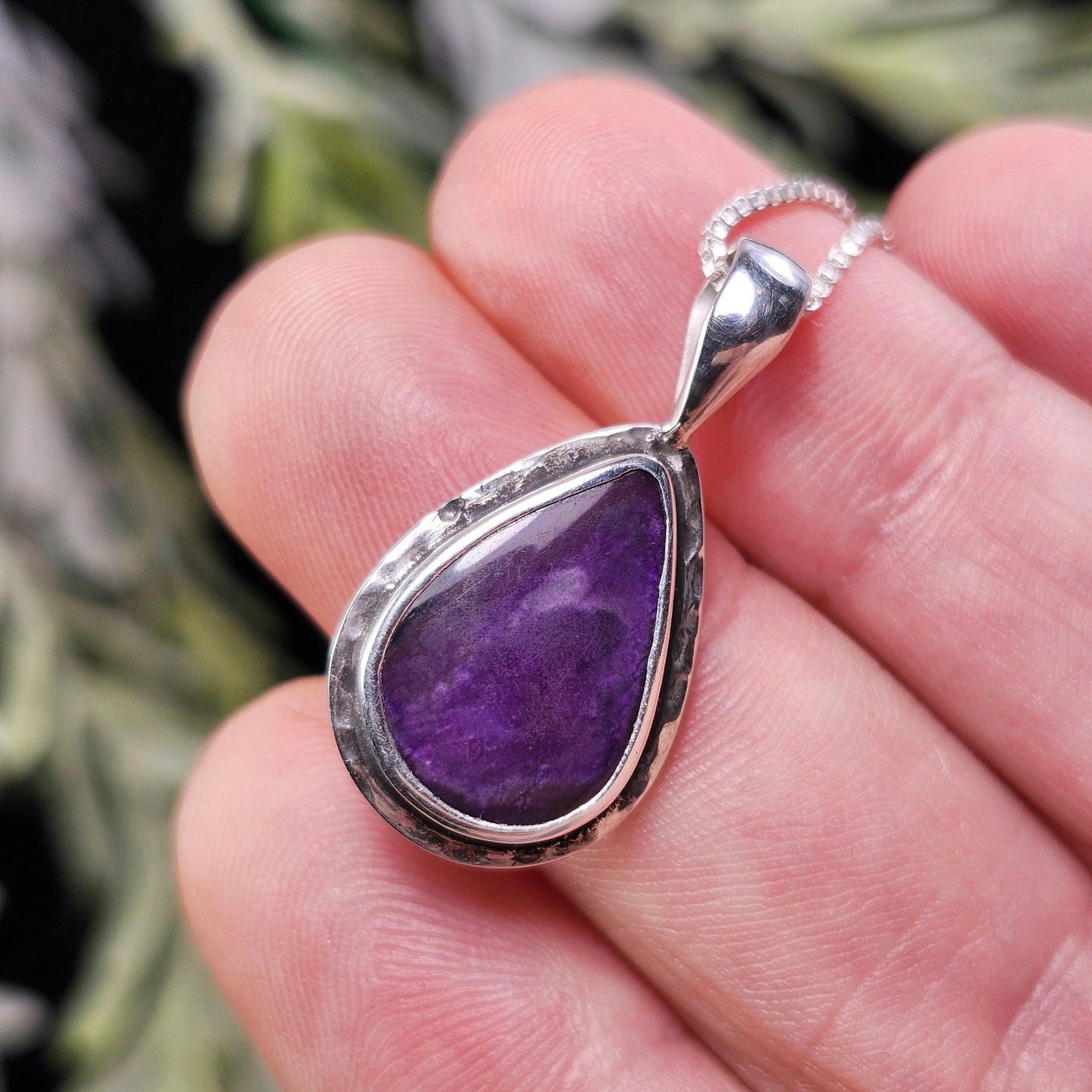 Sugilite Pendant, Sterling Silver Purple Sugilite Necklace