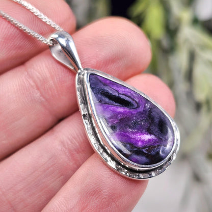 Sugilite Pendant, Sterling Silver Sugilite Necklace, Sugilite Jewelry