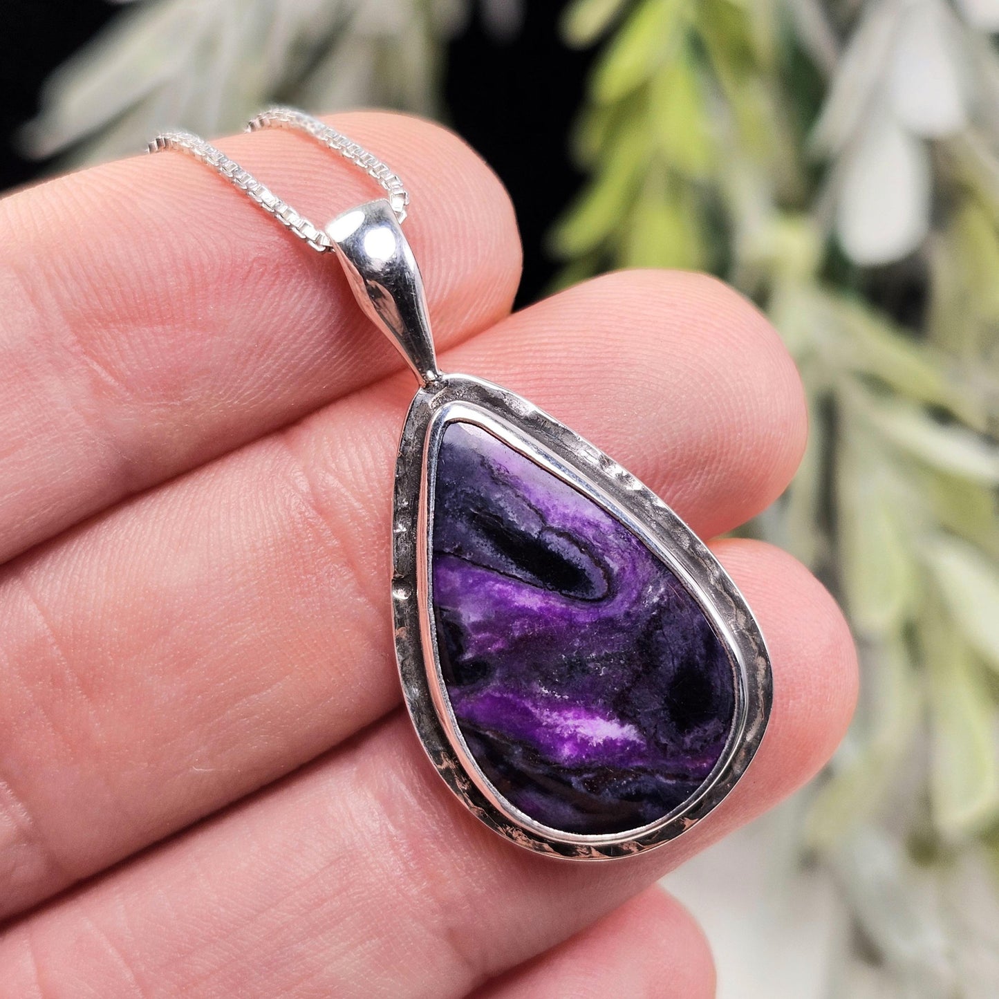 Sugilite Pendant, Sterling Silver Sugilite Necklace, Sugilite Jewelry