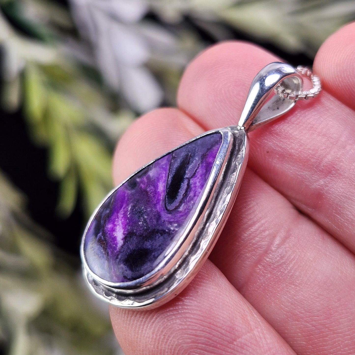 Sugilite Pendant, Sterling Silver Sugilite Necklace, Sugilite Jewelry