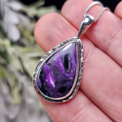Sugilite Pendant, Sterling Silver Sugilite Necklace, Sugilite Jewelry