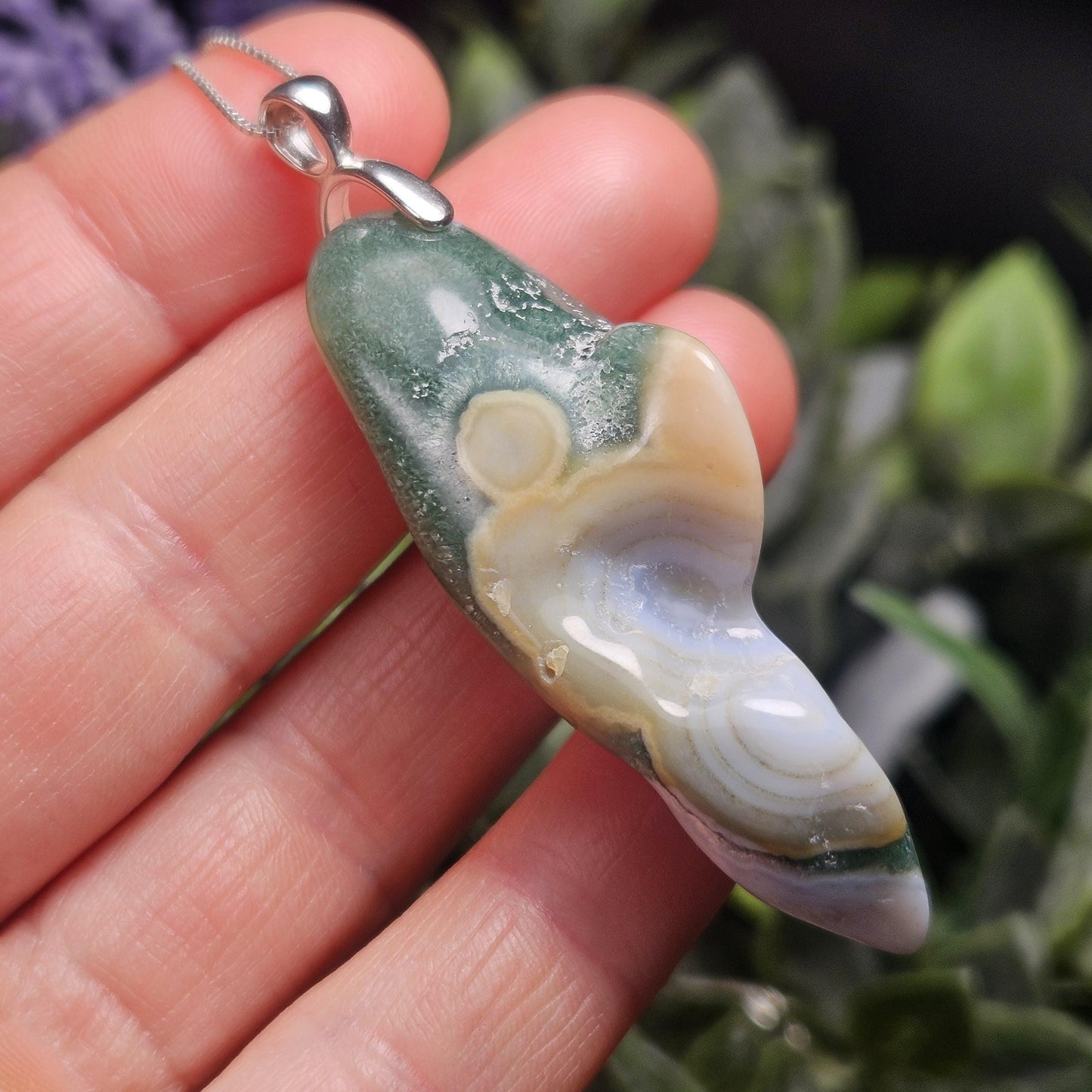 Vein 8 Ocean Jasper Pendant, Polished 8th Vein Ocean Jasper Necklace