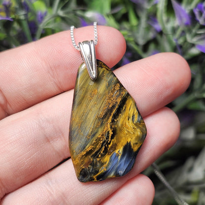 Pietersite Crystal Pendant, Namibian Pietersite Sterling Silver Necklace