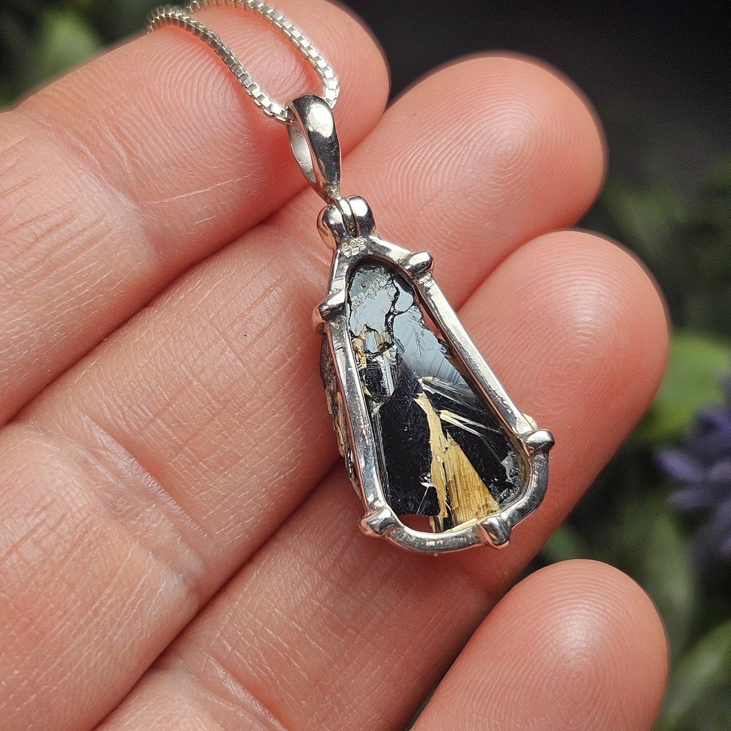 Hematite & Rutile Star Crystal Pendant, Hematite Rutile Crystal Necklace