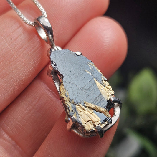 Hematite & Rutile Star Crystal Pendant, Hematite Rutile Crystal Necklace