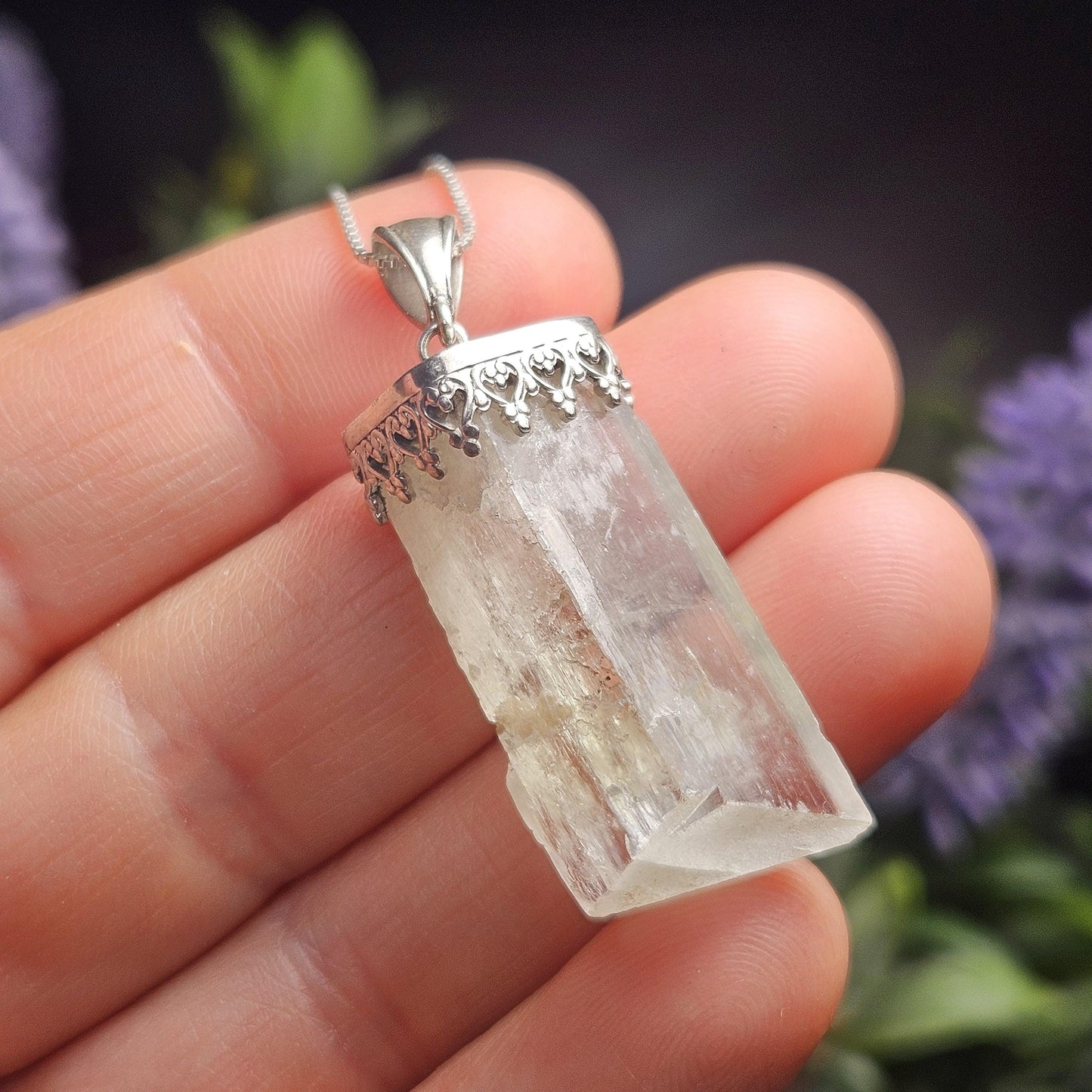 Golden Kunzite Crystal Pendant, Terminated Gold Spodumene Necklace