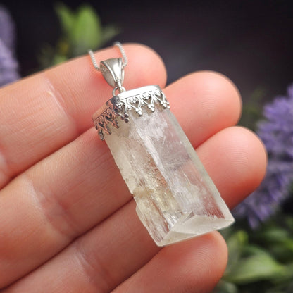Golden Kunzite Crystal Pendant, Terminated Gold Spodumene Necklace