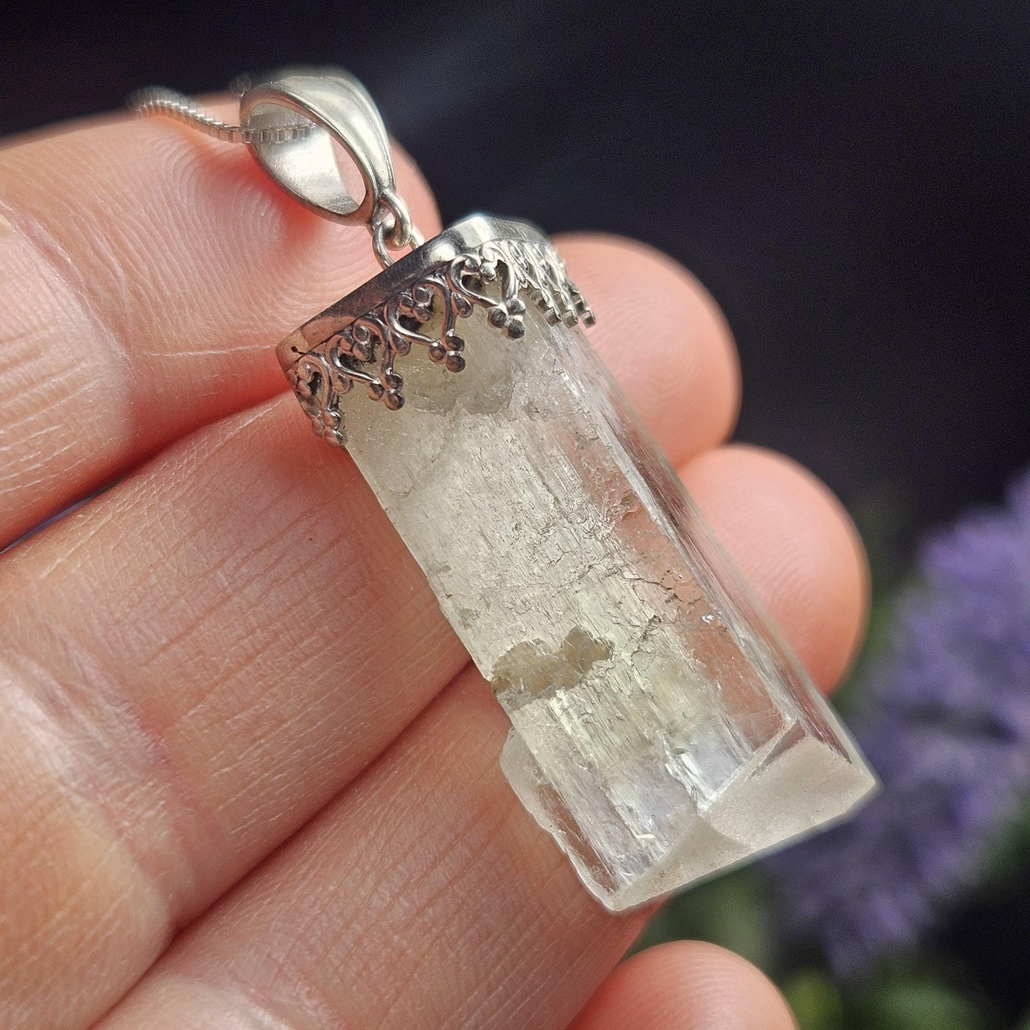 Golden Kunzite Crystal Pendant, Terminated Gold Spodumene Necklace
