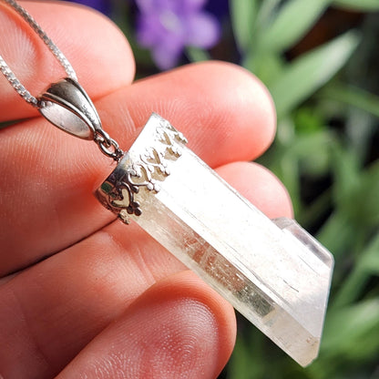 Golden Kunzite Crystal Pendant, Terminated Gold Spodumene Necklace