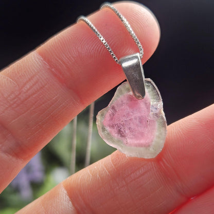 Watermelon Tourmaline Pendant, Brazilian Tourmaline Necklace