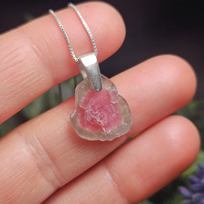 Watermelon Tourmaline Pendant, Brazilian Tourmaline Necklace