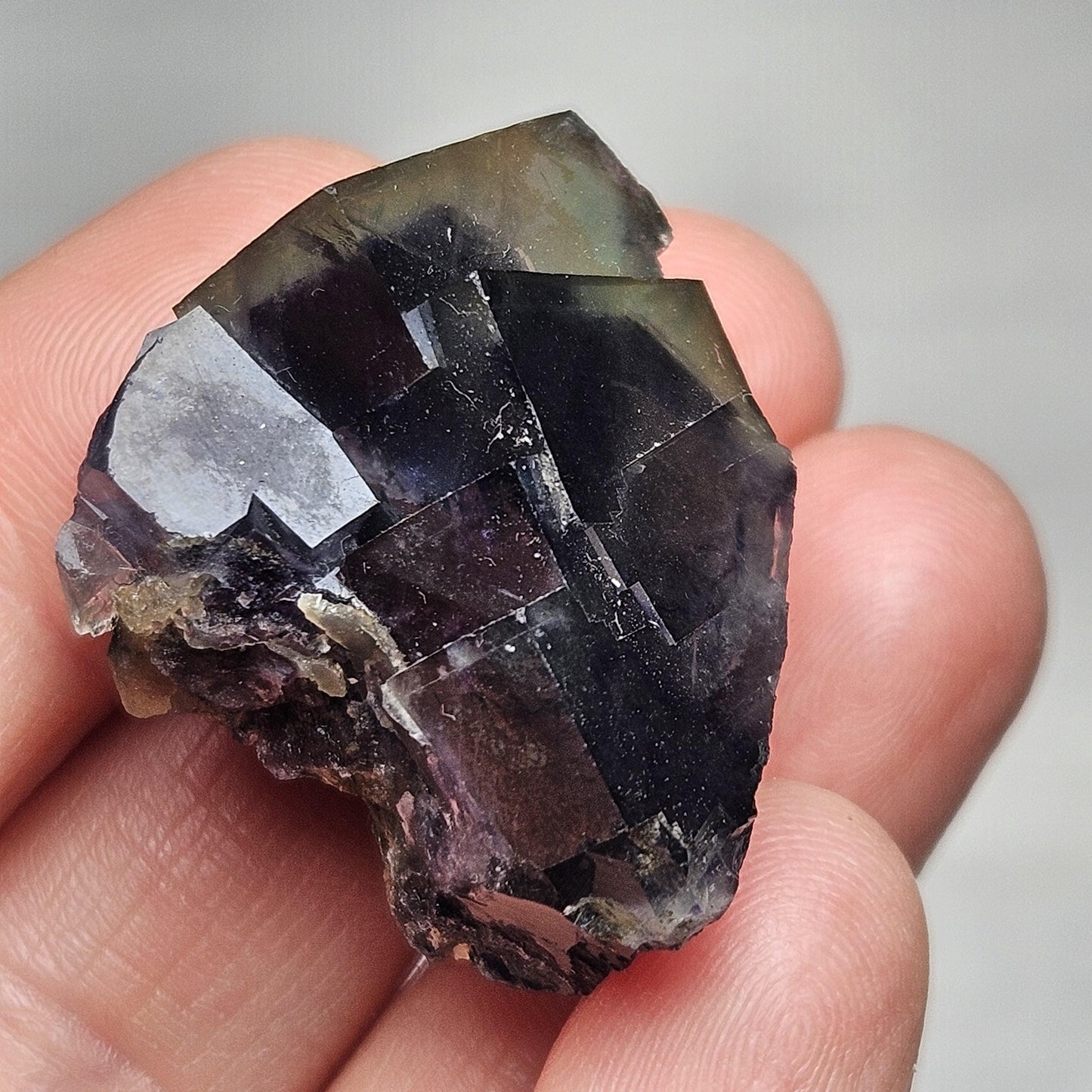 Yindu Phantom Fluorite Crystal, UV Reactive: Cubic Phantom Fluorite from the Cherry Pocket