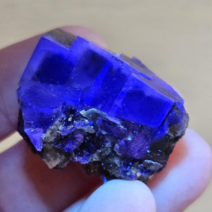 Yindu Phantom Fluorite Crystal, UV Reactive: Cubic Phantom Fluorite from the Cherry Pocket