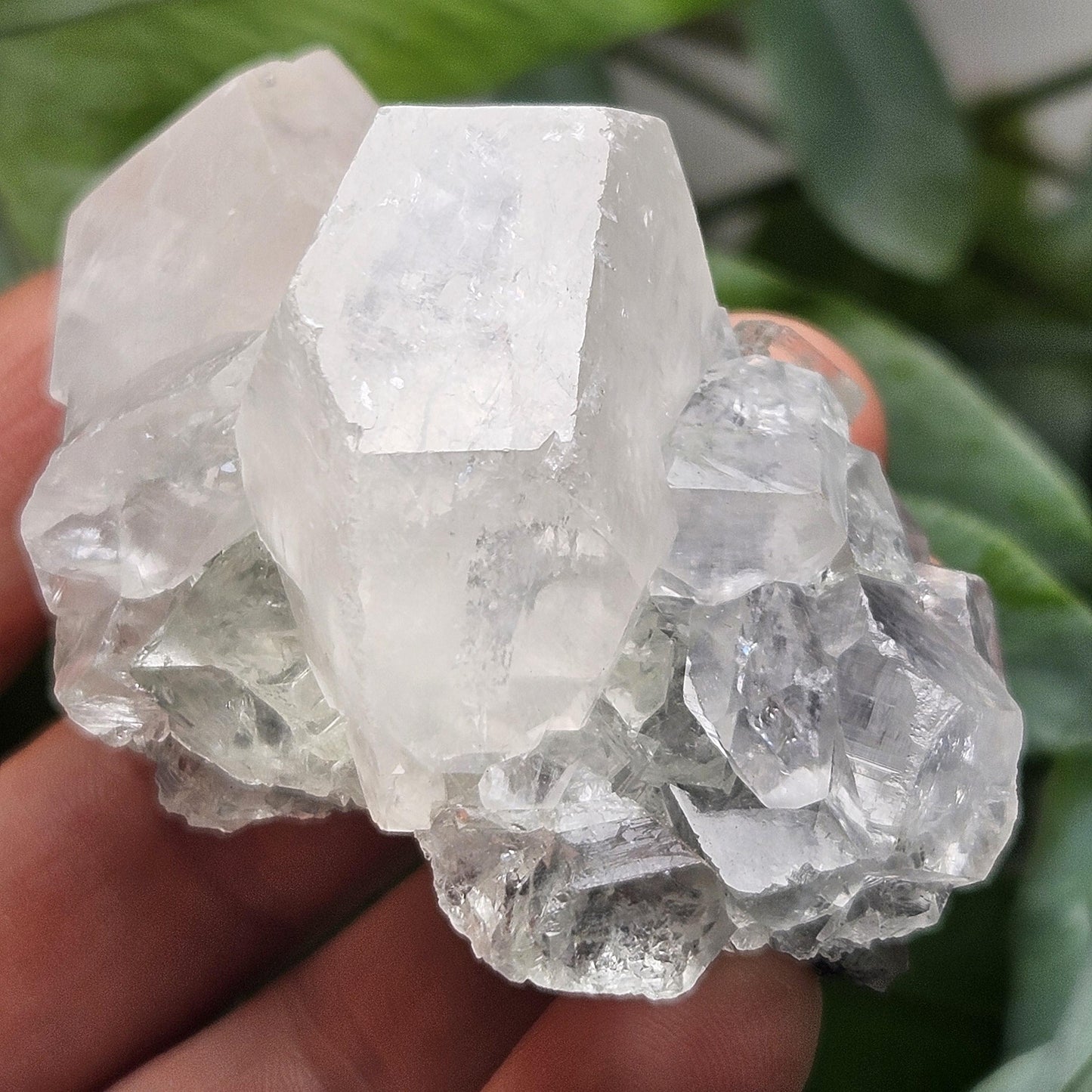 Clear Fluorite on Calcite Cluster, 83g Yindu Mine Inner Mongolia Specimen, UV Reactive