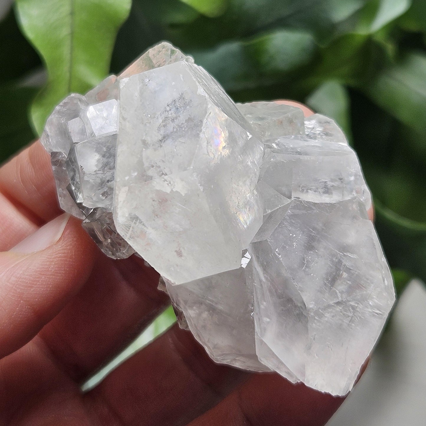 Clear Fluorite on Calcite Cluster, 83g Yindu Mine Inner Mongolia Specimen, UV Reactive