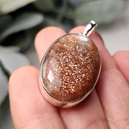 Rainbow Sunstone Pendant, Sterling Silver Sunstone Necklace