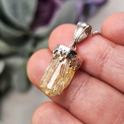 Golden Topaz Pendant, Sterling Silver Imperial Topaz Necklace