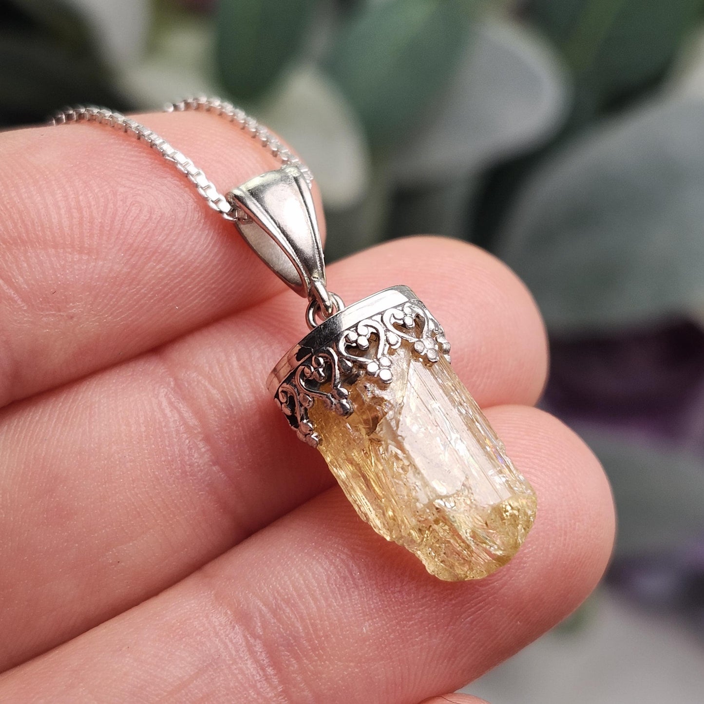 Golden Topaz Pendant, Sterling Silver Imperial Topaz Necklace
