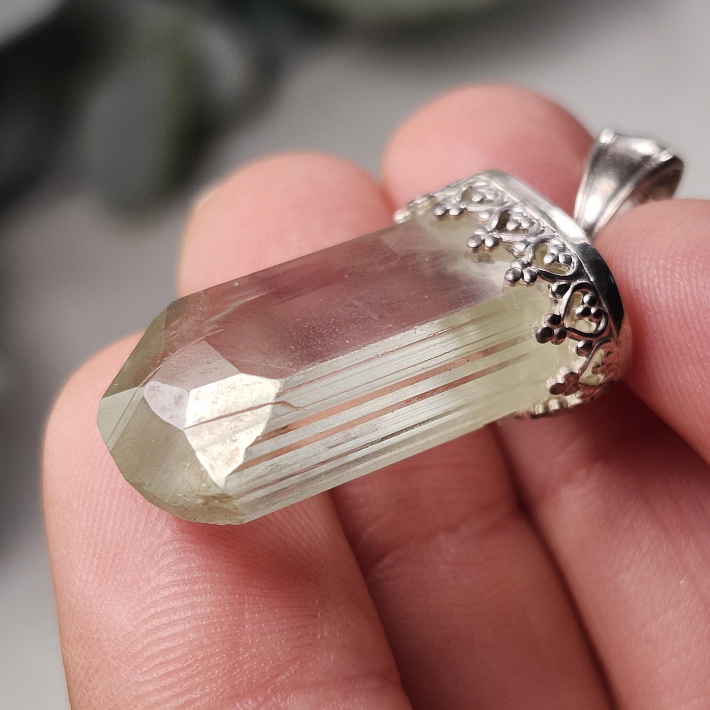 Golden Kunzite Pendant, Sterling Silver Yellow Kunzite Necklace, Spodumene Jewelry