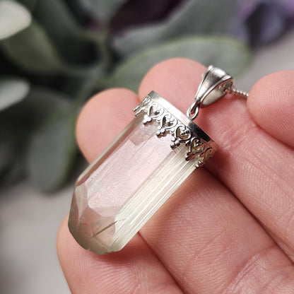Golden Kunzite Pendant, Sterling Silver Yellow Kunzite Necklace, Spodumene Jewelry