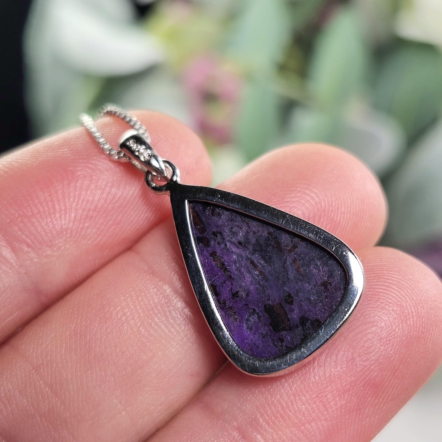 Sugilite Pendant, Sterling Silver Sugilite Necklace, Sugilite Jewelry