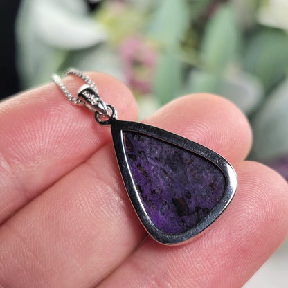 Sugilite Pendant, Sterling Silver Sugilite Necklace, Sugilite Jewelry