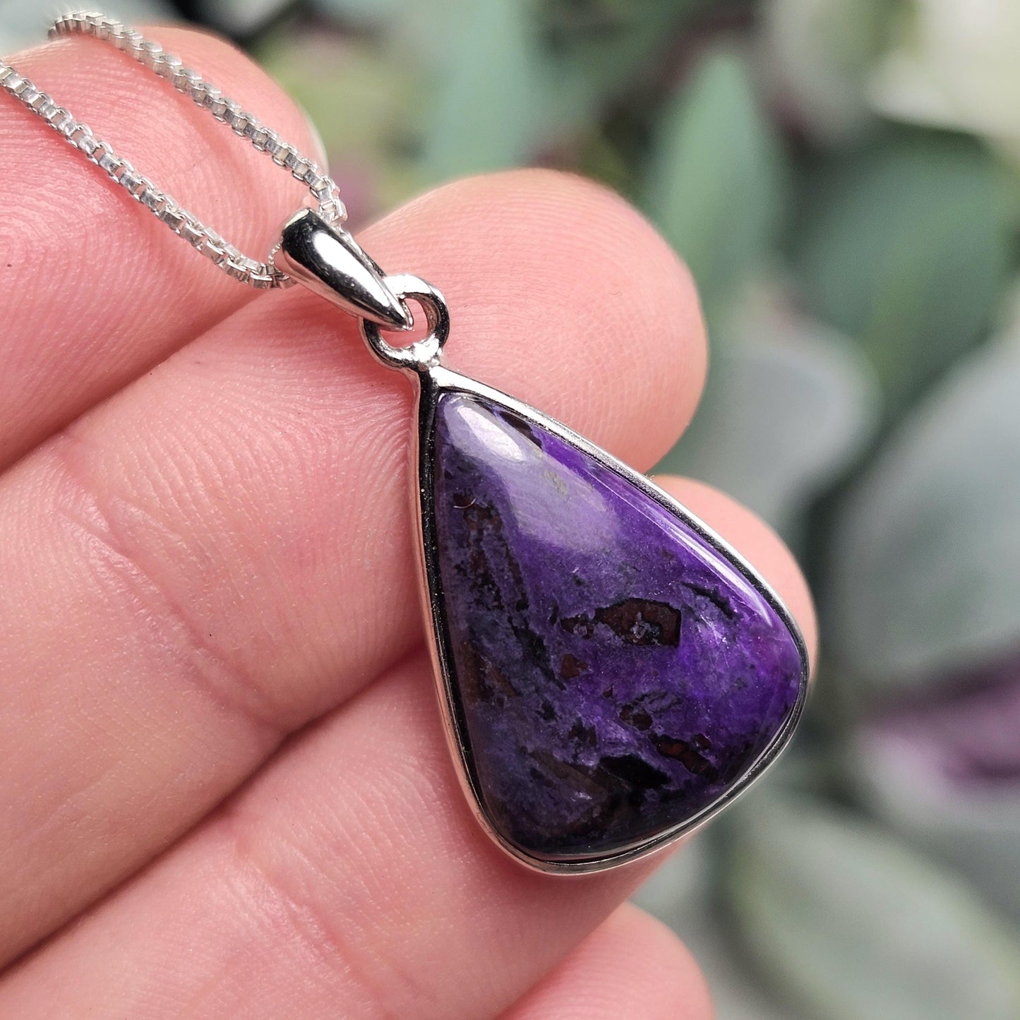 Sugilite Pendant, Sterling Silver Sugilite Necklace, Sugilite Jewelry