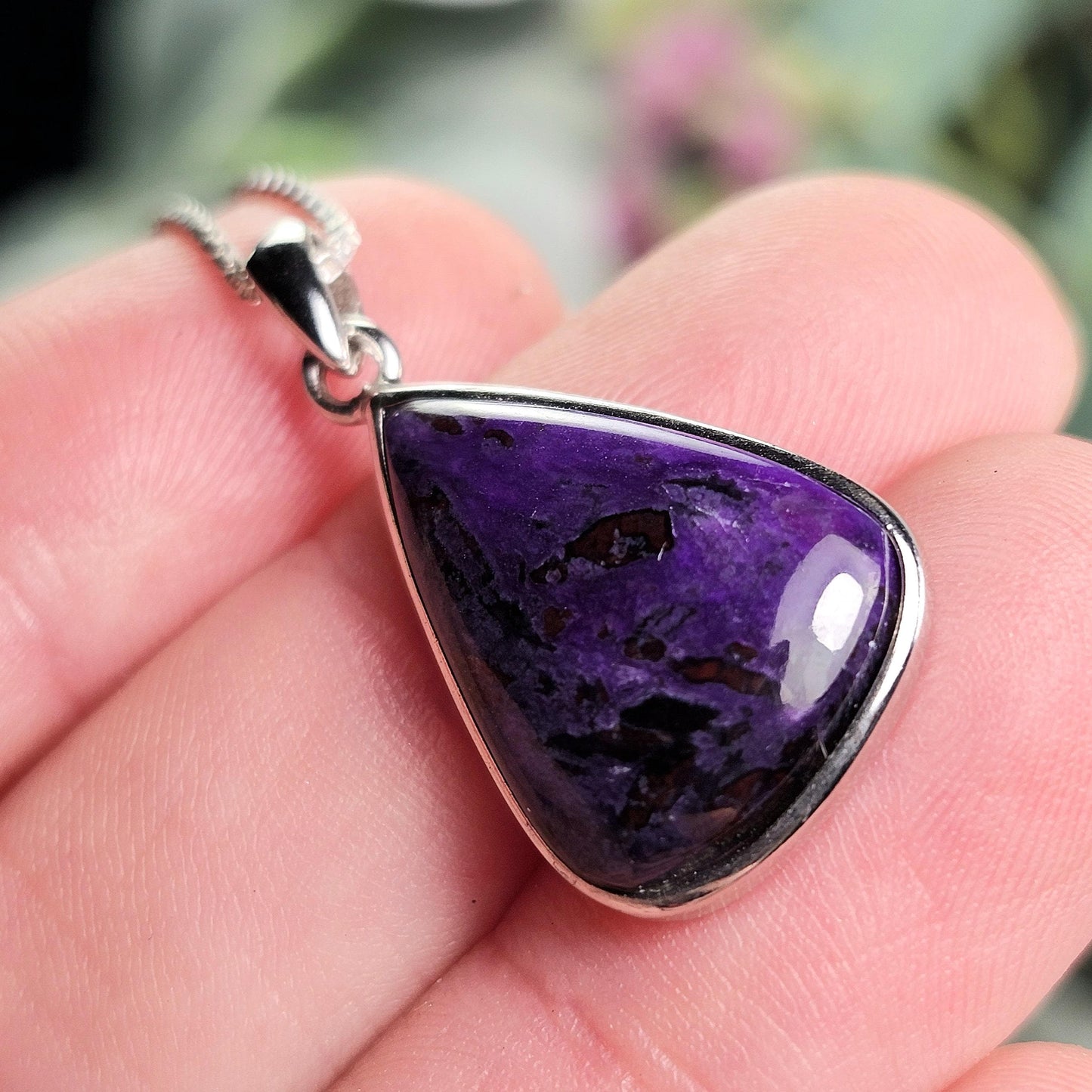 Sugilite Pendant, Sterling Silver Sugilite Necklace, Sugilite Jewelry