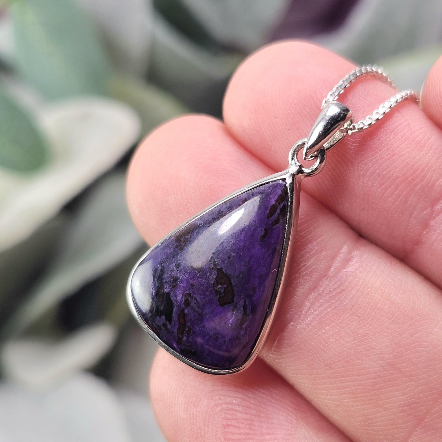 Sugilite Pendant, Sterling Silver Sugilite Necklace, Sugilite Jewelry